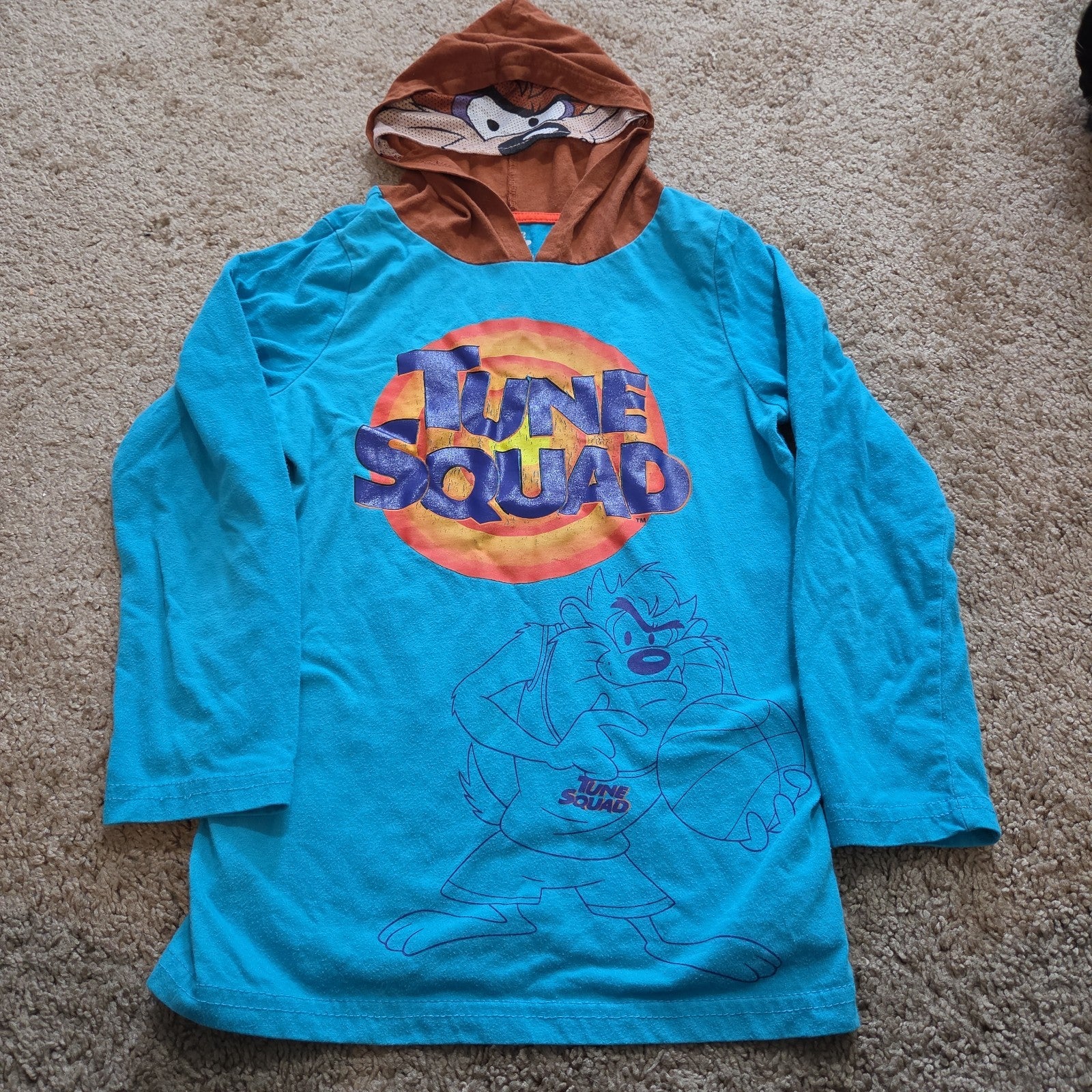 Space Jam Taz Boys Hooded Shirt 10 Tune Squad Deep Teal 2021