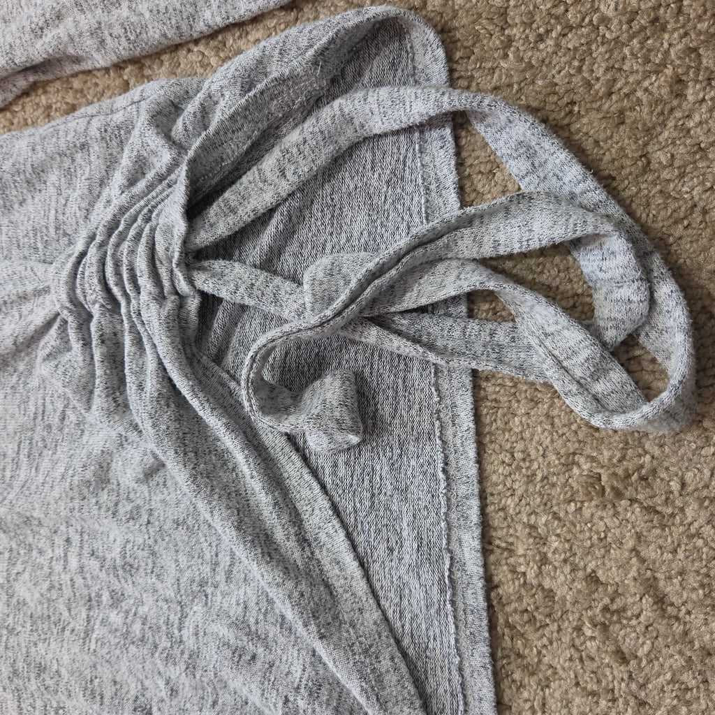 Thyme Honey Blouse Long Sleeve Side Tie Top Gray Heather Knit L