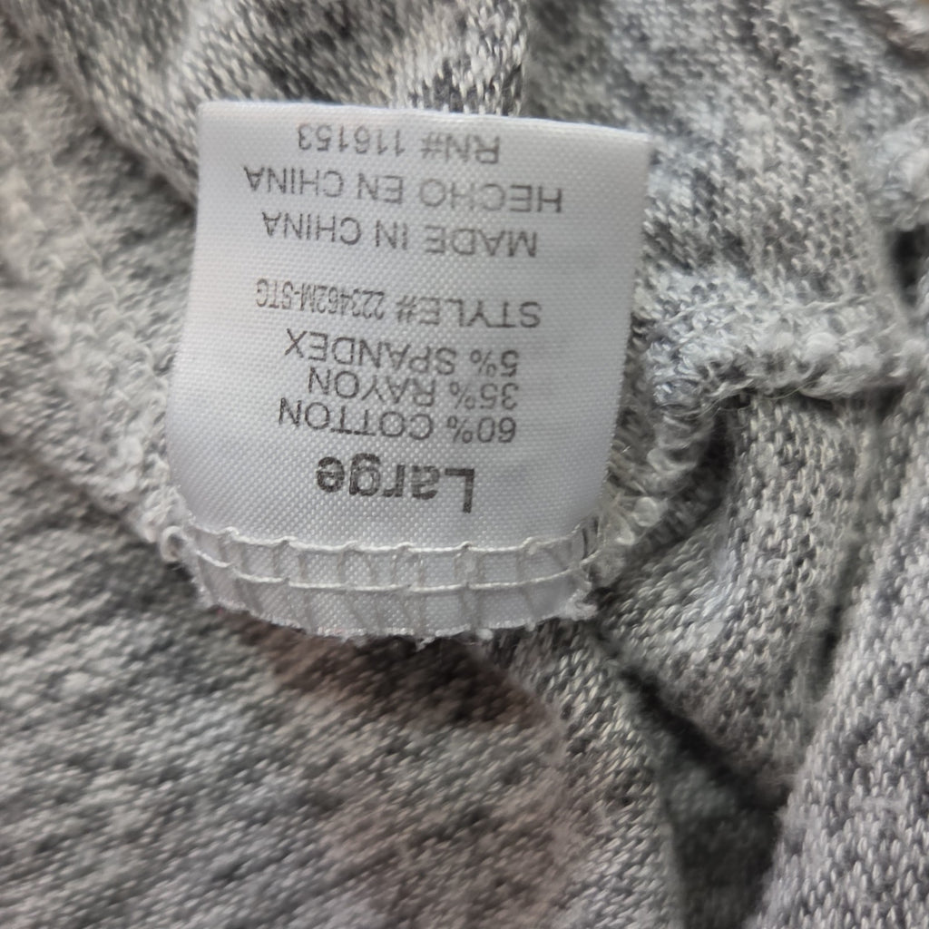 Thyme Honey Blouse Long Sleeve Side Tie Top Gray Heather Knit L