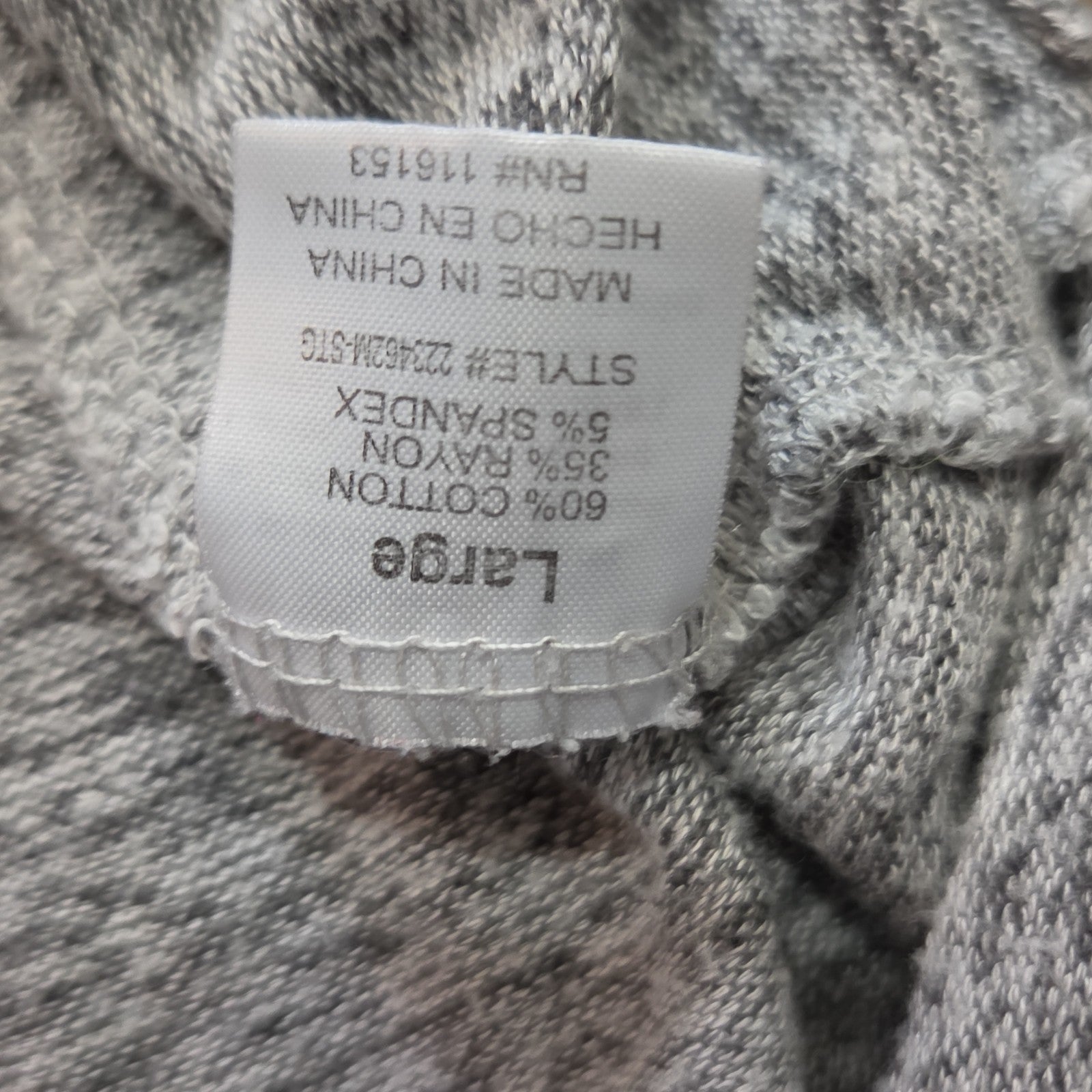 Thyme Honey Blouse Long Sleeve Side Tie Top Gray Heather Knit L