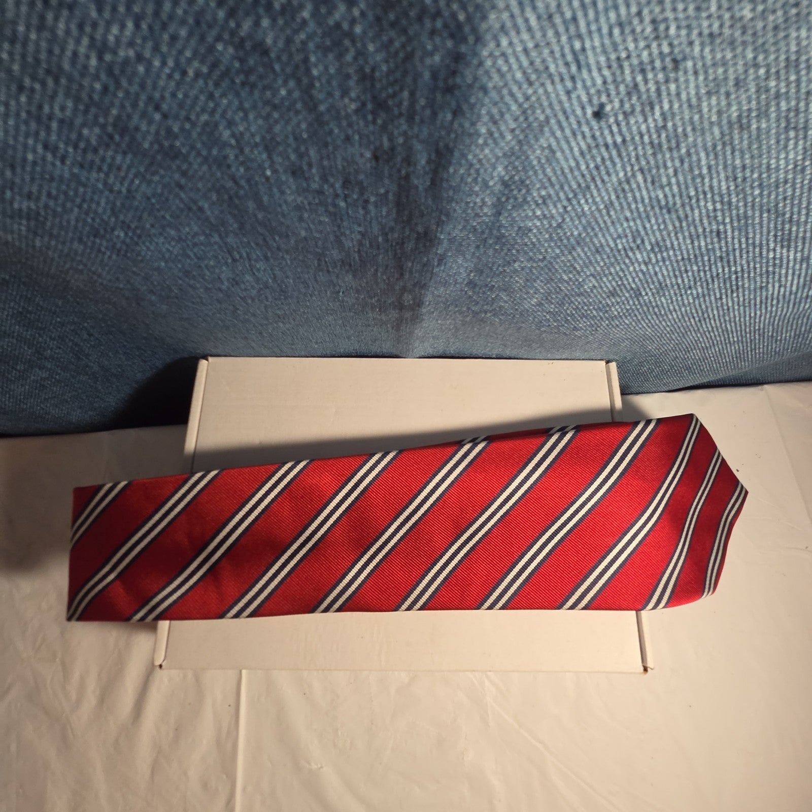 Steve & Barrys Necktie Mens Red Blue White Stripe Regimental Repp Collegiate Tie