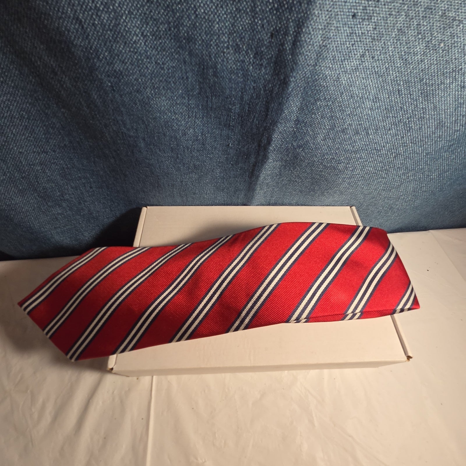 Steve & Barrys Necktie Mens Red Blue White Stripe Regimental Repp Collegiate Tie
