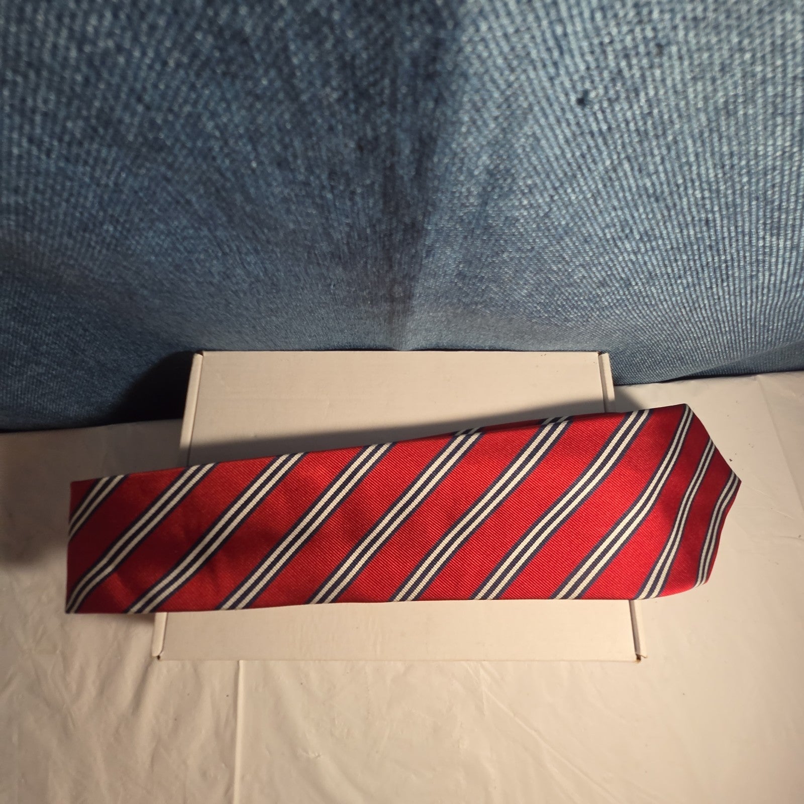 Steve & Barrys Necktie Mens Red Blue White Stripe Regimental Repp Collegiate Tie