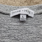 Thyme Honey Blouse Long Sleeve Side Tie Top Gray Heather Knit L