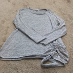Thyme Honey Blouse Long Sleeve Side Tie Top Gray Heather Knit L