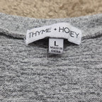 Thyme Honey Blouse Long Sleeve Side Tie Top Gray Heather Knit L
