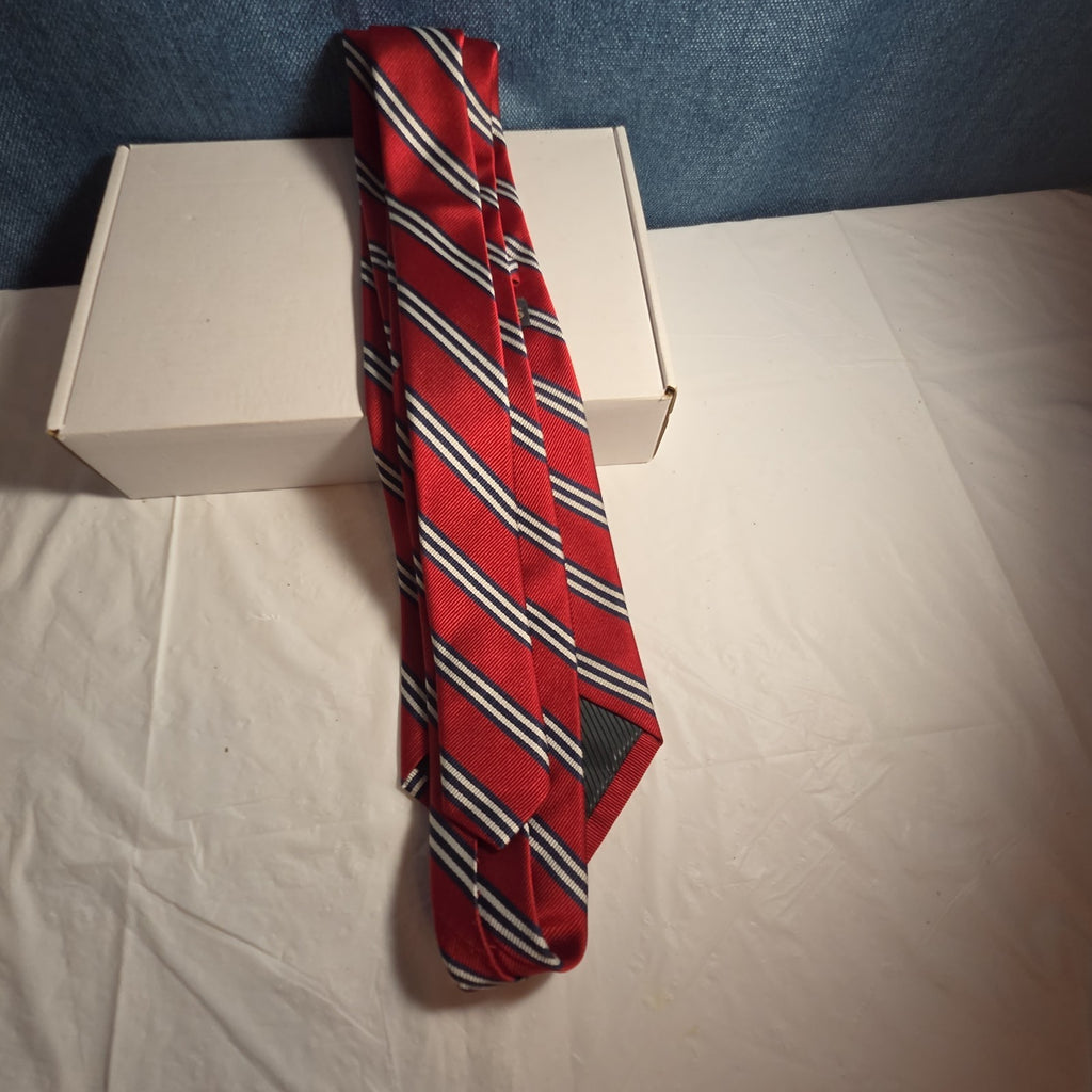 Steve & Barrys Necktie Mens Red Blue White Stripe Regimental Repp Collegiate Tie