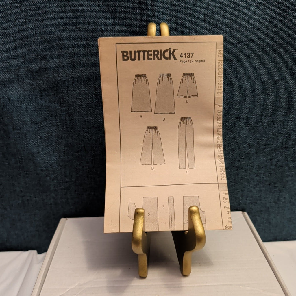 Butterick 4137 Pattern Culottes Dirndl Skirt Pants Shorts 1989 Size L-XL Uncut