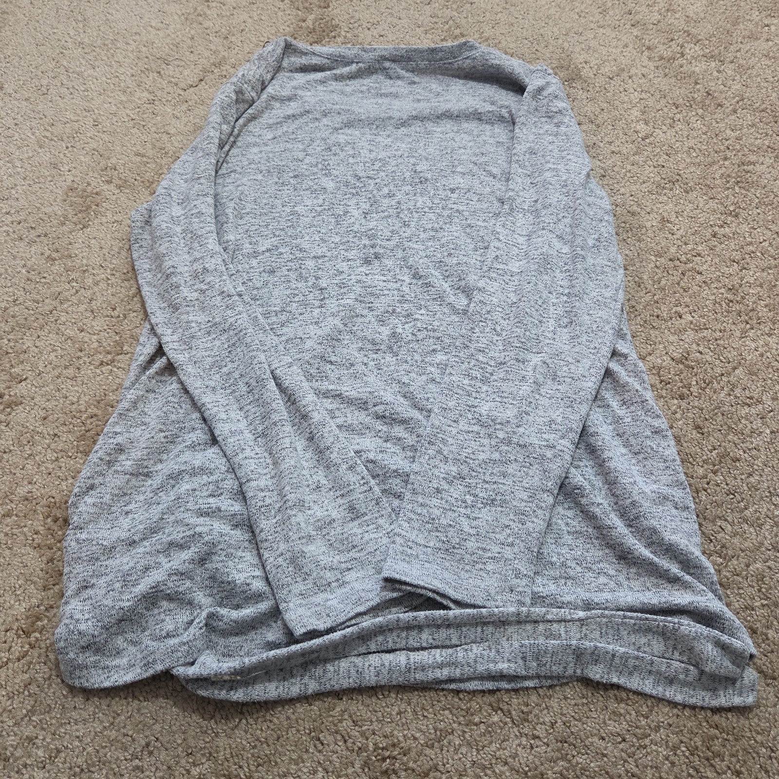 Thyme Honey Blouse Long Sleeve Side Tie Top Gray Heather Knit L
