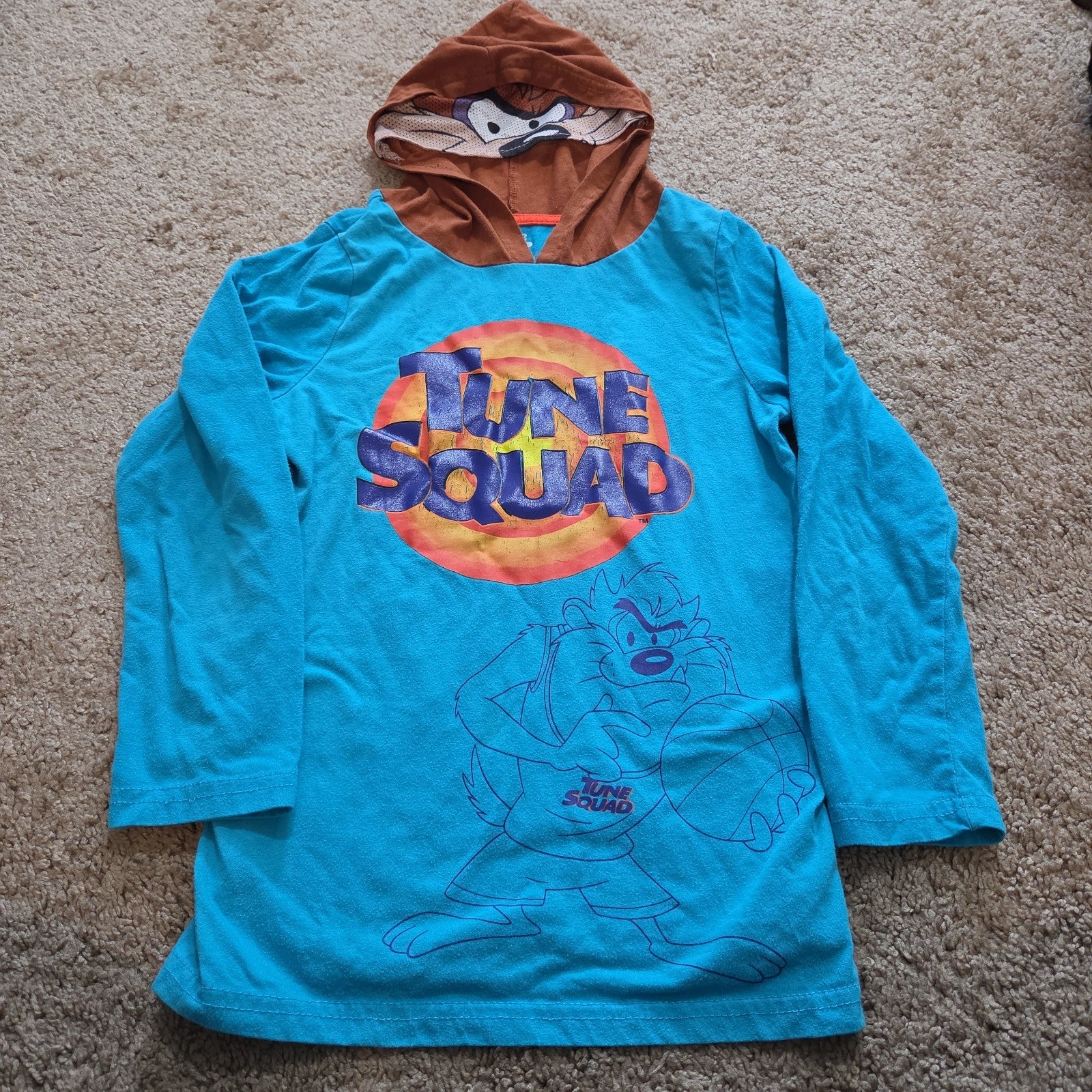 Space Jam Taz Boys Hooded Shirt 10 Tune Squad Deep Teal 2021