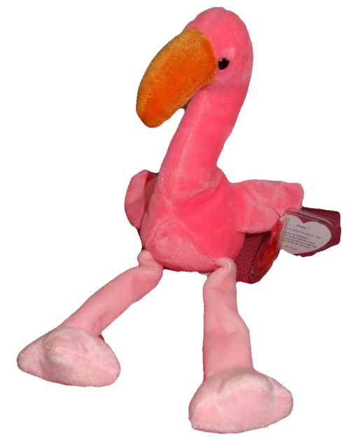 TY Beanie Baby - PINKY the Pink Flamingo (10 inch) - MWMTs Stuffed Animal Toy