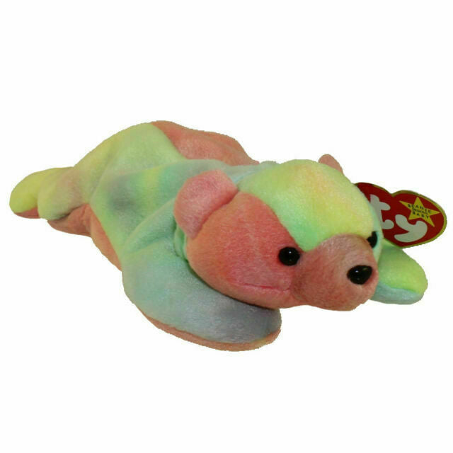 Sammy TY Beanie Baby 1999 Retired Tie-Dyed Multicolor Bear w/ Protector